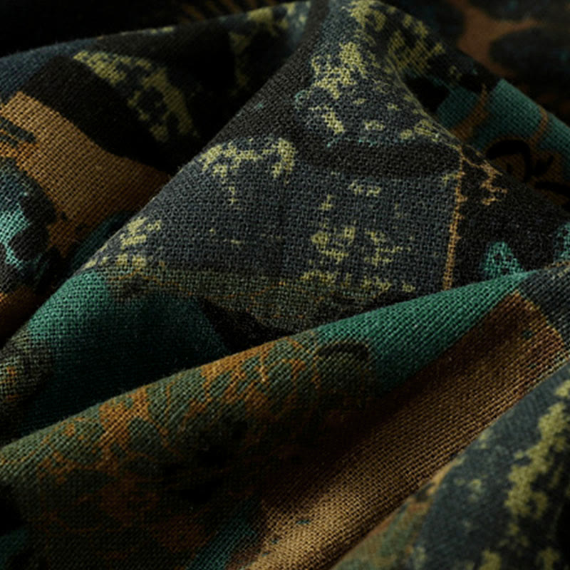 Buddha Stones Fall Geometric Patchwork V-Neck Women's Long Sleeve T-shirt With Pockets - image 15