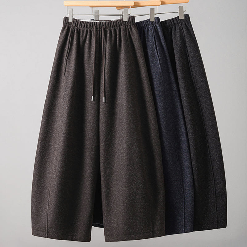 Buddha Stones Plain Cotton Lace-Up Design Thick Women's Pants With Pockets - image 23