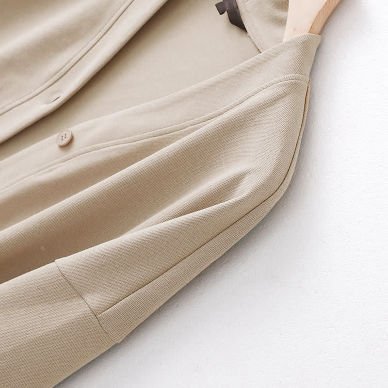 Buddha Stones Plain Buttons Women's Cotton Long Sleeve Jacket - image 3