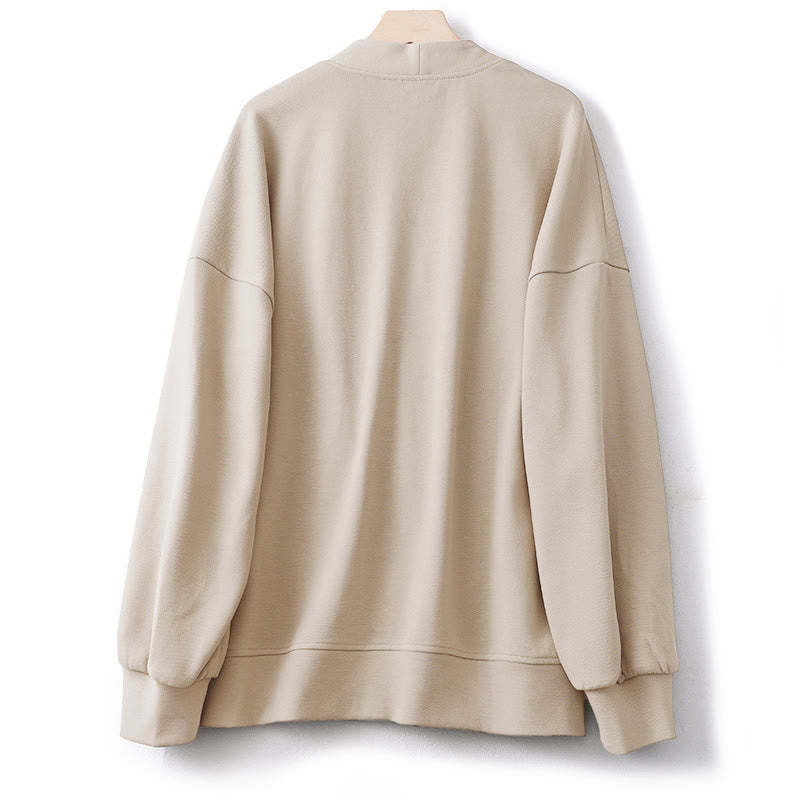 Buddha Stones Plain Buttons Women's Cotton Long Sleeve Jacket - image 1