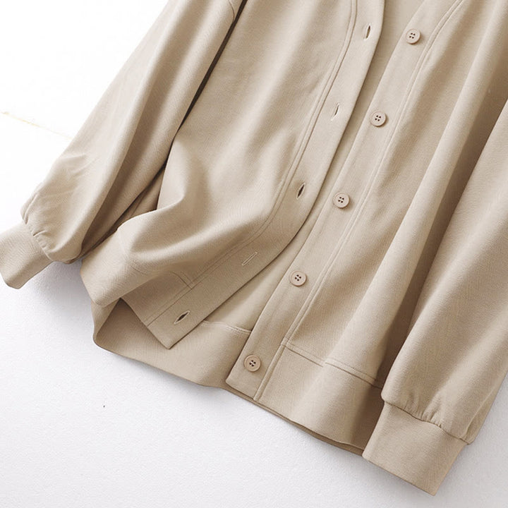 Buddha Stones Plain Buttons Women's Cotton Long Sleeve Jacket - image 2