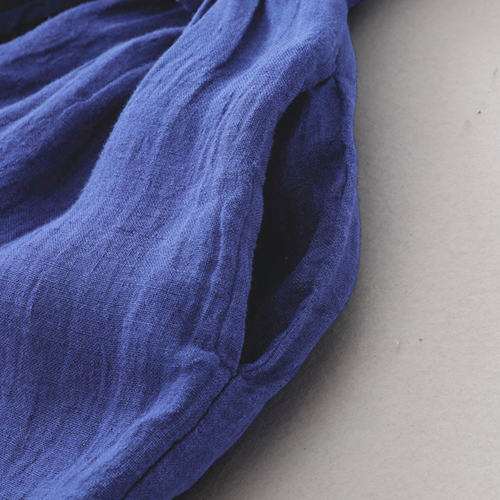 Buddha Stones Plain Long Sleeve Cotton Midi Dress With Pockets - image 7