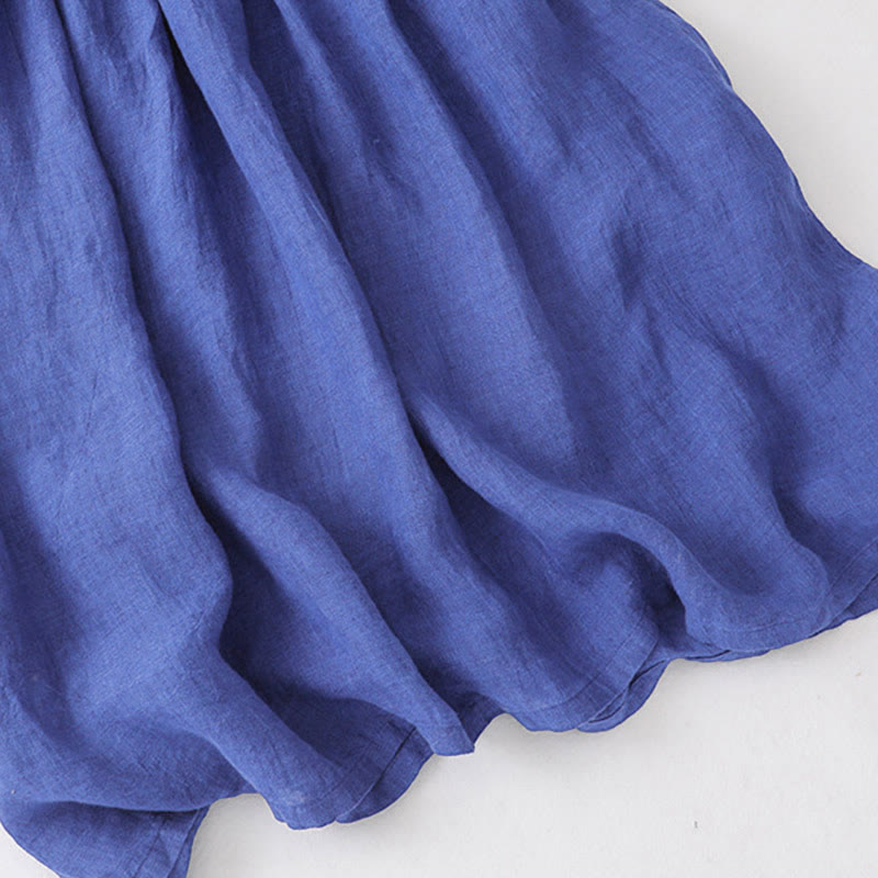 Buddha Stones Plain Long Sleeve Cotton Midi Dress With Pockets - image 8