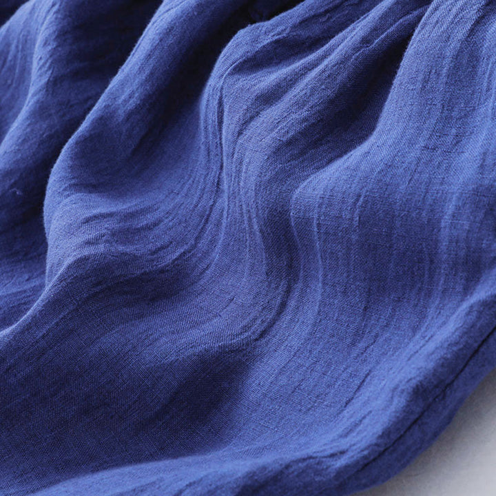 Buddha Stones Plain Long Sleeve Cotton Midi Dress With Pockets - image 11