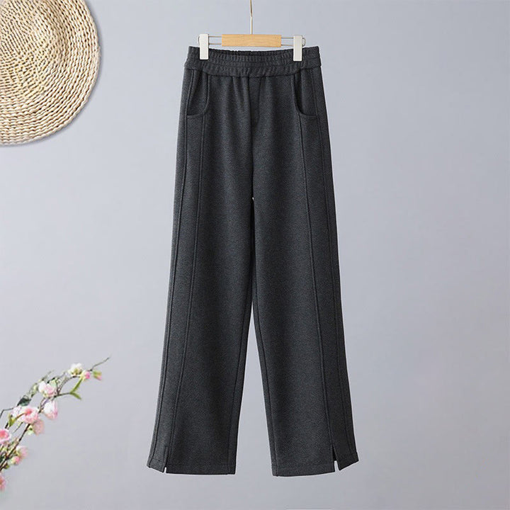 Buddha Stones Plain Color Blocking Cotton Thick Casual Women's Pants With Pockets - Black - US8-10，UK/AU12-14，EU40-42 (2XL) - image 5