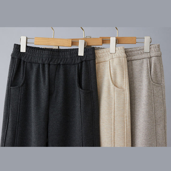 Buddha Stones Plain Color Blocking Cotton Thick Casual Women's Pants With Pockets - image 13