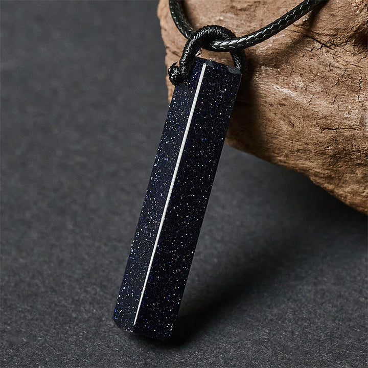 Buddha Stones Black Obsidian Blue Sandstone Transformation Necklace Pendant - image 8