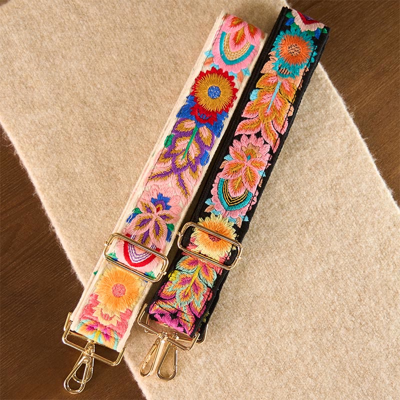 Buddha Stones Multicolor Flower Embroidery Adjustable Handbags Crossbody Shoulder Bag Straps - image 1