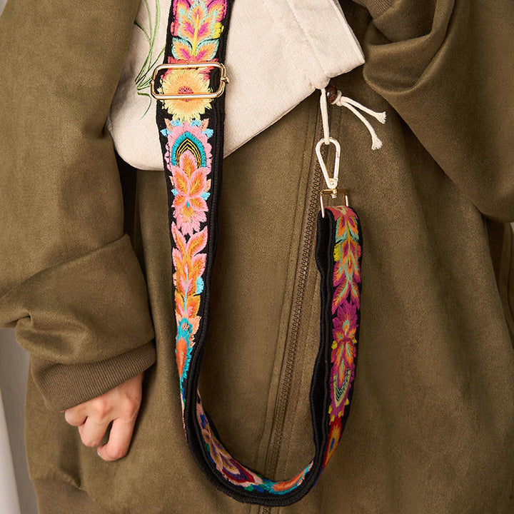Buddha Stones Multicolor Flower Embroidery Adjustable Handbags Crossbody Shoulder Bag Straps - image 9