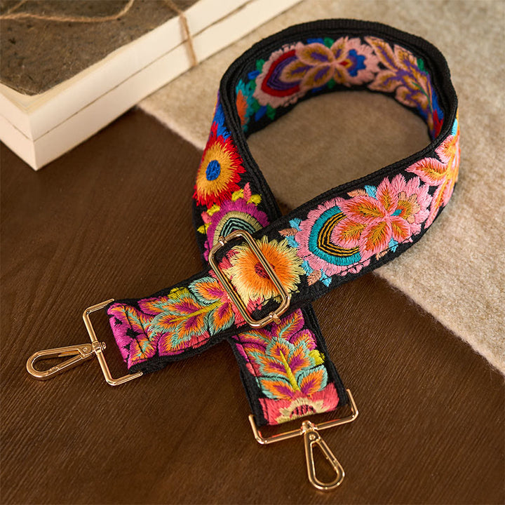 Buddha Stones Multicolor Flower Embroidery Adjustable Handbags Crossbody Shoulder Bag Straps - image 3