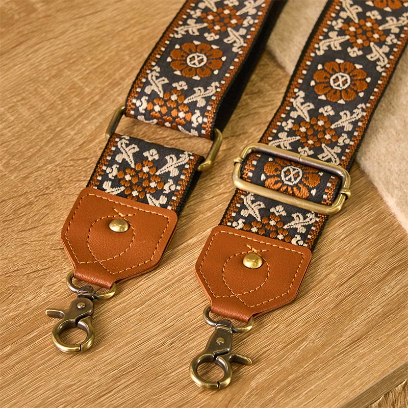 Buddha Stones Brown Flower Jacquard Adjustable Handbags Crossbody Shoulder Bag Straps - image 4