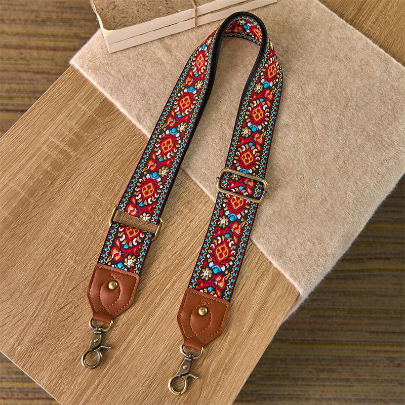 Buddha Stones Brown Black Safflower Jacquard Adjustable Handbags Crossbody Shoulder Bag Straps - image 1