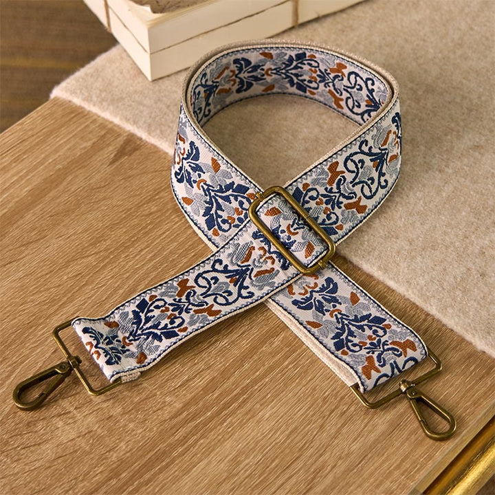 Buddha Stones Bohemian Flower Geometric Embroidery Adjustable Handbags Crossbody Shoulder Bag Purse Straps Replacement - Beige - 75-135cm*5cm - image 0