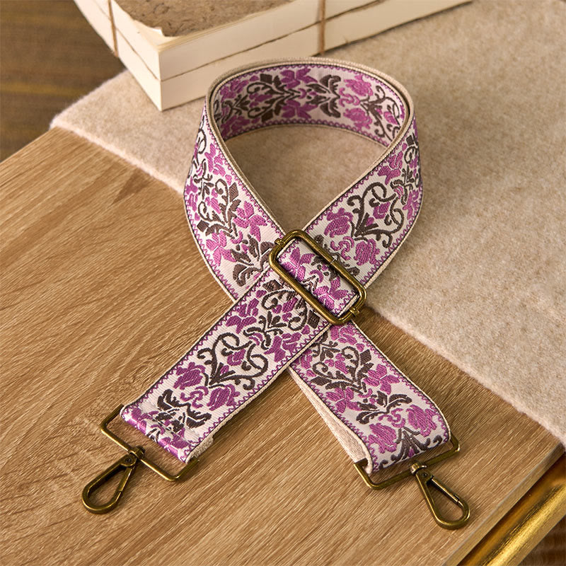 Buddha Stones Bohemian Flower Geometric Embroidery Adjustable Handbags Crossbody Shoulder Bag Purse Straps Replacement - Pink - 75-135cm*5cm - image 7