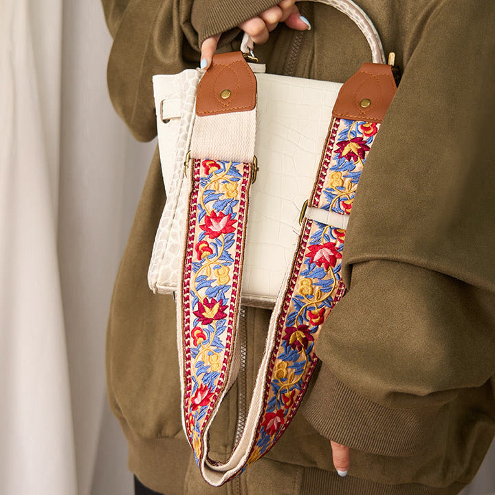 Buddha Stones Bohemian Flower Vine Geometric Embroidery Adjustable Handbags Crossbody Shoulder Bag Purse Straps Replacement - image 14