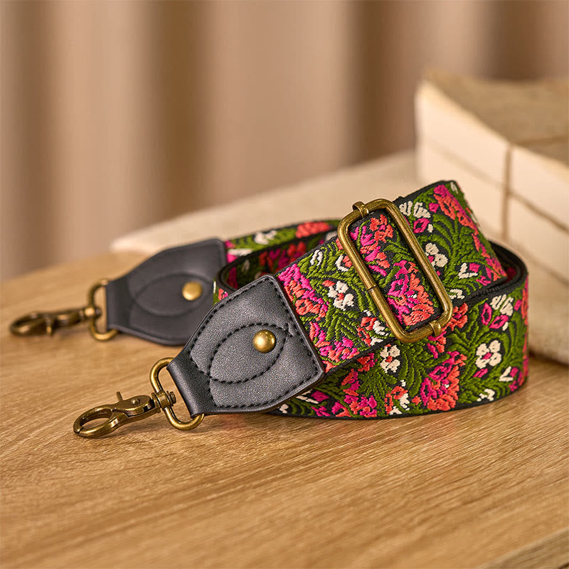 Buddha Stones Bohemian Rose Red Flower Green Leaves Embroidery Adjustable Handbags Crossbody Shoulder Bag Purse Straps Replacement - image 3