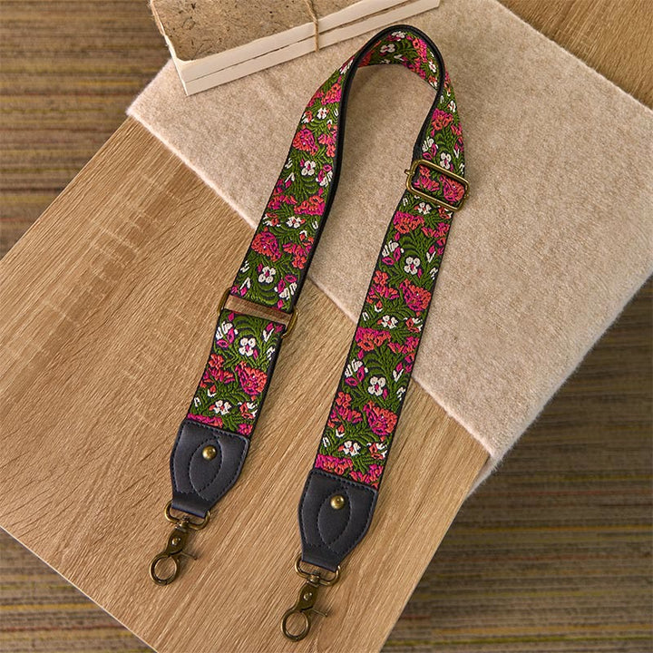 Buddha Stones Bohemian Rose Red Flower Green Leaves Embroidery Adjustable Handbags Crossbody Shoulder Bag Purse Straps Replacement - image 1