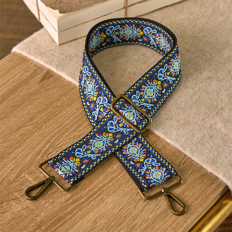 Buddha Stones Boho Navy Blue Flower Geometric Adjustable Handbags Crossbody Shoulder Bag Straps Replacement - Navy Blue - 70-135cm*5cm - image 0