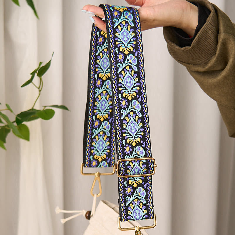 Buddha Stones Bohemian Flower Geometric Stripes Embroidery Adjustable Handbags Crossbody Shoulder Bag Purse Straps Replacement - image 2