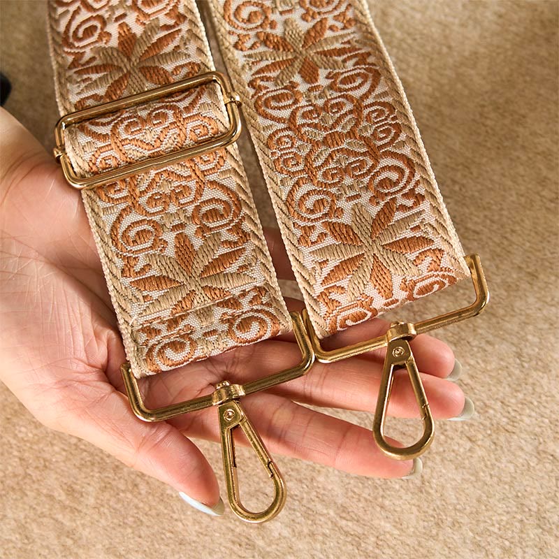 Buddha Stones Bohemian Brown Beige Flower Geometric Embroidery Adjustable Handbags Crossbody Shoulder Bag Purse Straps Replacement - image 7