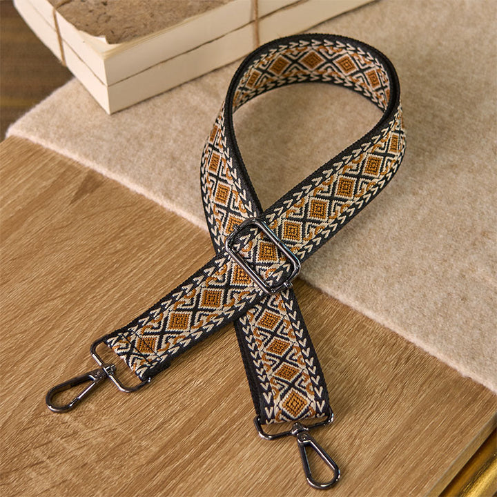 Buddha Stones Boho Diamond Rhombus Stripe Geometric Adjustable Handbags Crossbody Shoulder Bag Straps Replacement - Brown - 75-145cm*3.8cm - image 2