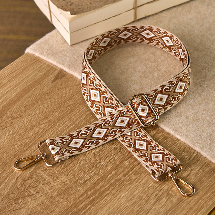 Buddha Stones Boho Rhombus Quadrilateral Stripe Geometric Jacquard Adjustable Handbags Crossbody Shoulder Bag Straps Replacement - Brown - 75-145cm*3.8cm - image 13