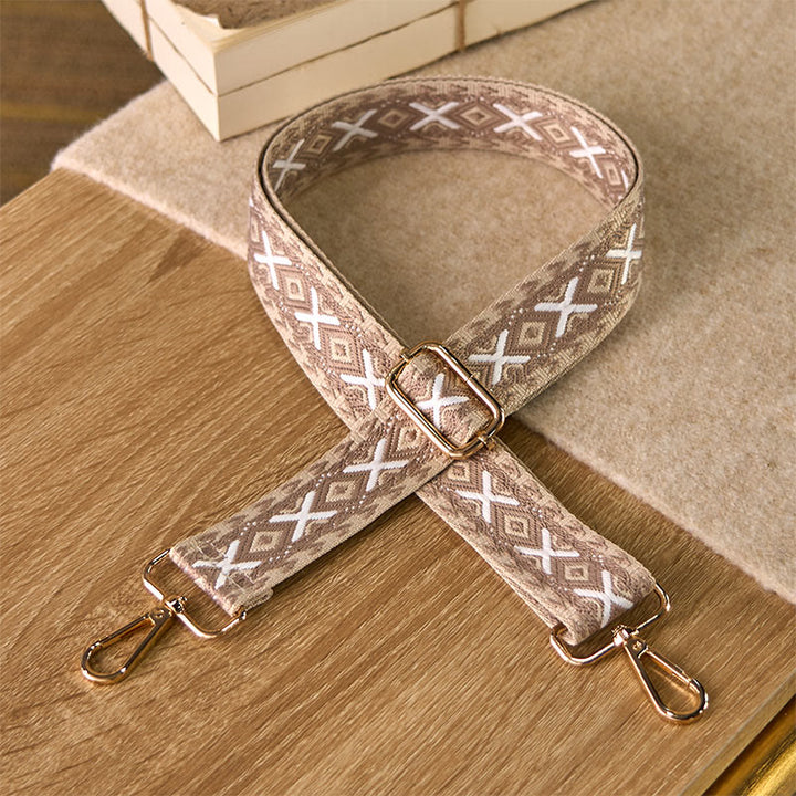 Buddha Stones Boho Rhombus Stripe Geometric Jacquard Adjustable Handbags Crossbody Shoulder Bag Straps Replacement - Khaki - 75-145cm*3.8cm - image 5