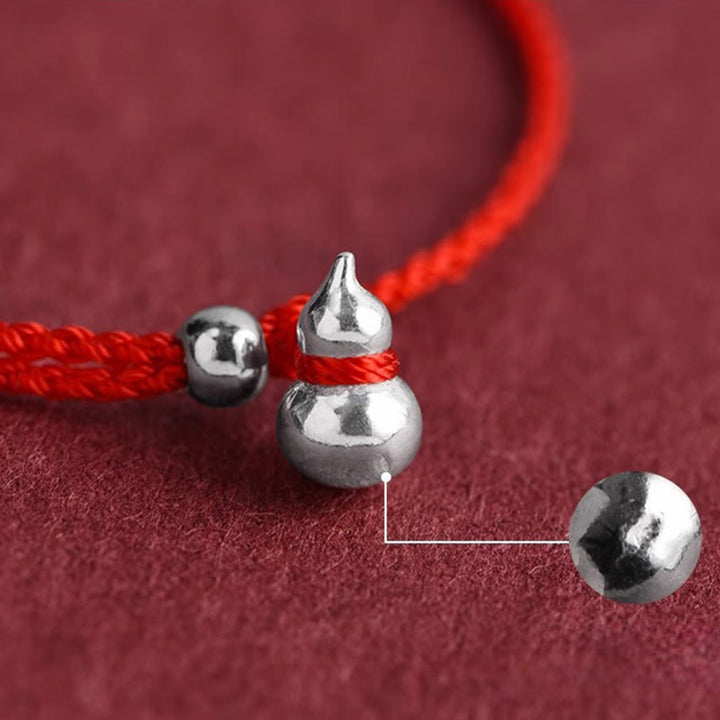Buddha Stones 925 Sterling Silver Gourd Lucky Fortune Charm String Connection Bracelet - image 5