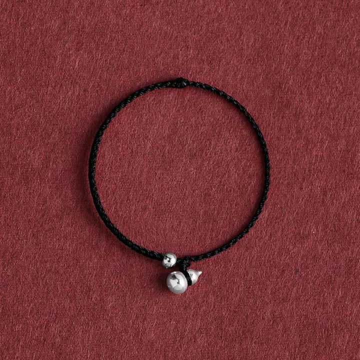Buddha Stones 925 Sterling Silver Gourd Lucky Fortune Charm String Connection Bracelet - Gourd Black Rope - 15-20cm - image 13