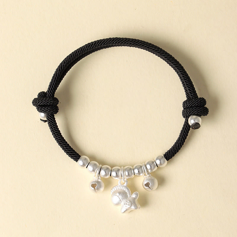 Buddha Stones Year Of The Horse Multiple Horse Styles Rope Luck Strength Adjustable Bracelet - Silver Horse Black Rope - image 10