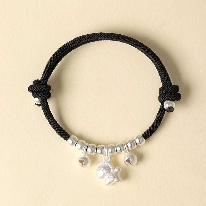 Buddha Stones Year Of The Horse Multiple Horse Styles Rope Luck Strength Adjustable Bracelet - Silver Horse Black Rope - image 10