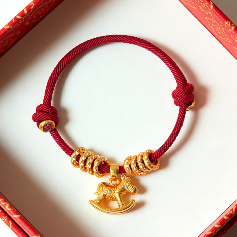 Buddha Stones Year Of The Horse Simple Horse Circle Charm Rope Faith Bracelet - image 9