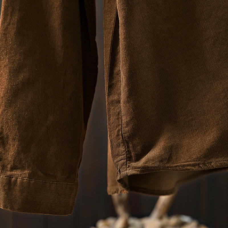 Buddha Stones Fall Solid Button Down Decorative Pocket Stand Collar Long Sleeve Women's Cotton Shirt - image 11