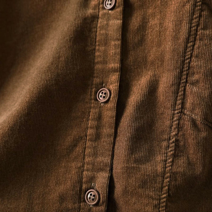 Buddha Stones Fall Solid Button Down Decorative Pocket Stand Collar Long Sleeve Women's Cotton Shirt - image 9