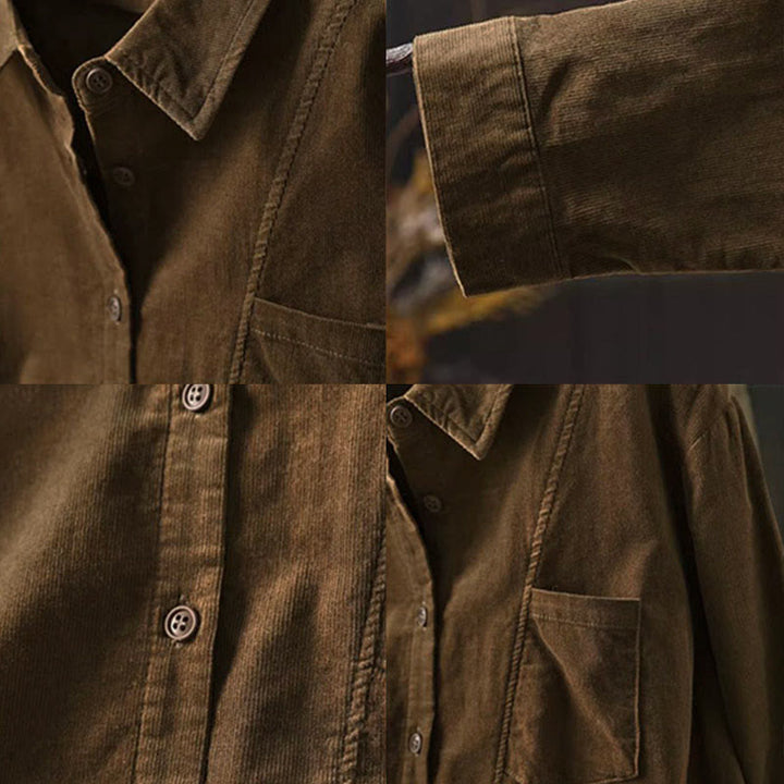 Buddha Stones Fall Solid Button Down Decorative Pocket Stand Collar Long Sleeve Women's Cotton Shirt - image 15