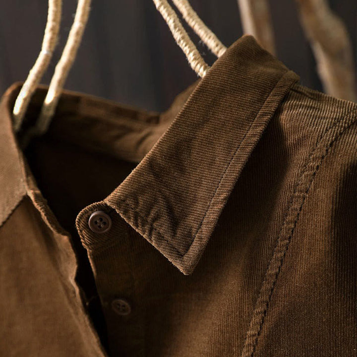 Buddha Stones Fall Solid Button Down Decorative Pocket Stand Collar Long Sleeve Women's Cotton Shirt - image 7