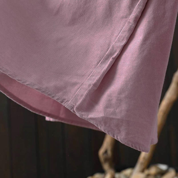 Buddha Stones Fall Solid Button Down Decorative Pocket Stand Collar Long Sleeve Women's Cotton Shirt - image 28