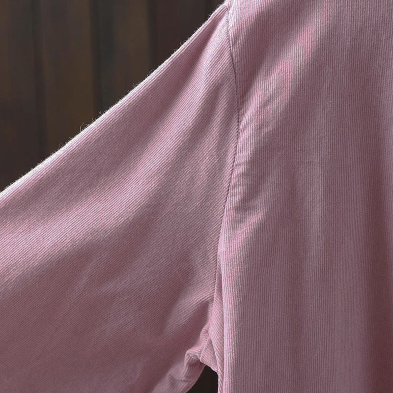 Buddha Stones Fall Solid Button Down Decorative Pocket Stand Collar Long Sleeve Women's Cotton Shirt - image 26