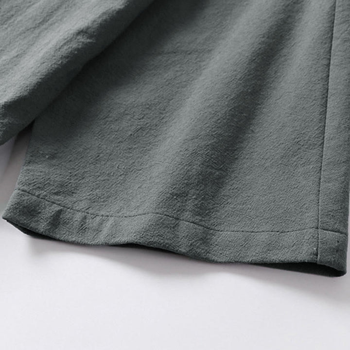 Buddha Stones Plain Lace-up Cotton Linen Men's Three Quarter Sleeve Kimono - image 7