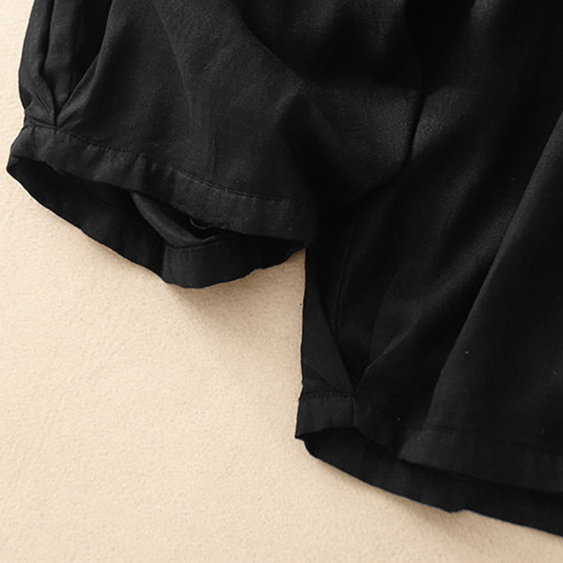 Buddha Stones Summer Elastic Waist Cotton Women's Capri Cropped Harem Pants With Pockets - image 15