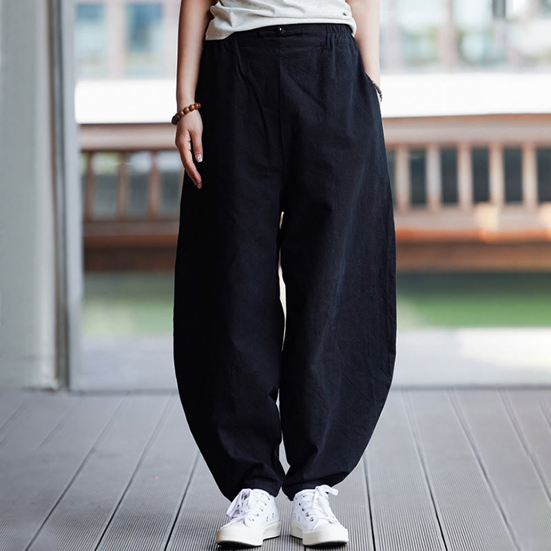 Buddha Stones Summer Plain One Chinese Frog-Button Straight Leg Design Men's Cotton Linen Pants With Pockets - image 24