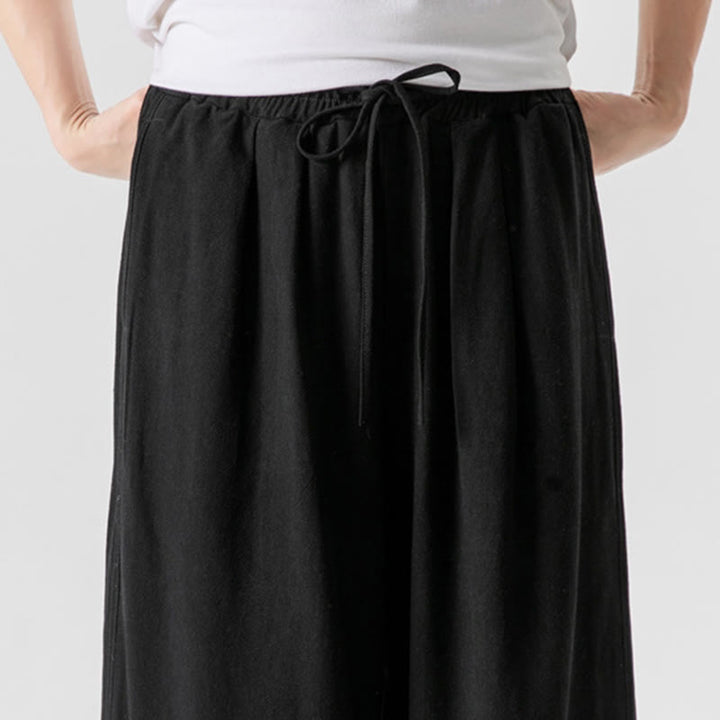 Buddha Stones Summer Plain Drawstring Design Linen Cotton Men's 7-8 Length Pants With Pockets - image 23