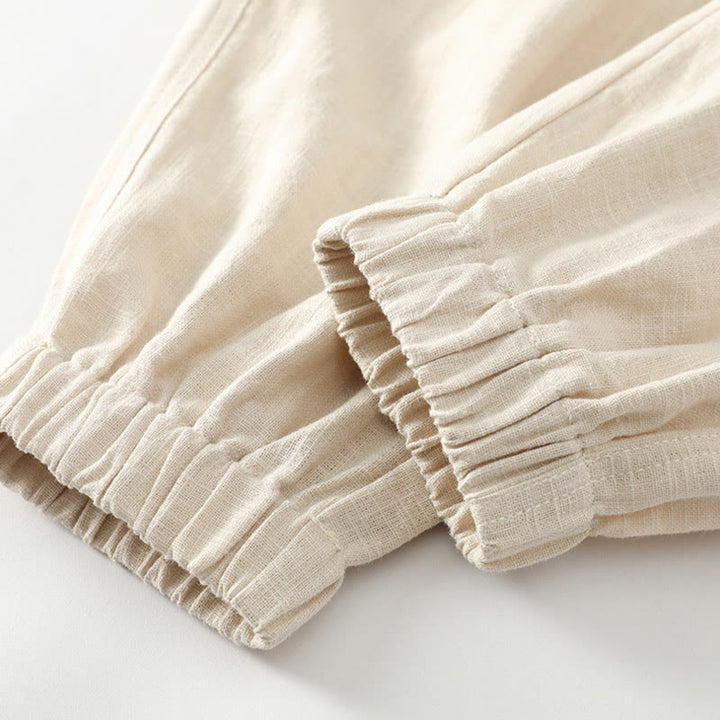 Buddha Stones Summer Ramie Linen Cotton Ankle-Length Elastic Cuffs Tapered Men's Pants With Pockets - image 9