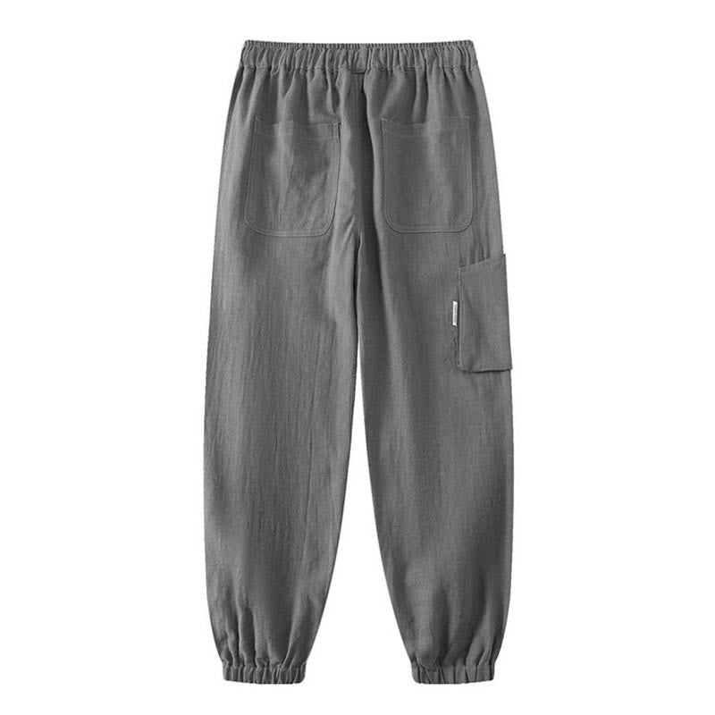 Buddha Stones Summer Ramie Linen Cotton Ankle-Length Elastic Cuffs Tapered Men's Pants With Pockets - image 12