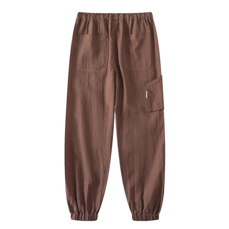 Buddha Stones Summer Ramie Linen Cotton Ankle-Length Elastic Cuffs Tapered Men's Pants With Pockets - image 16