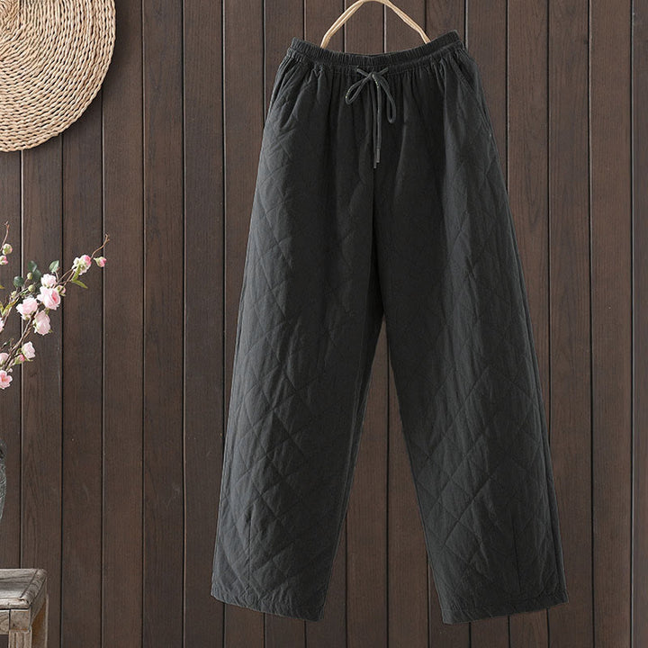 Buddha Stones Rhombus Pattern Cotton Polyester Thick Women's Pants With Pockets - Black - US8-10，UK/AU12-14，EU40-42 (2XL) - image 12