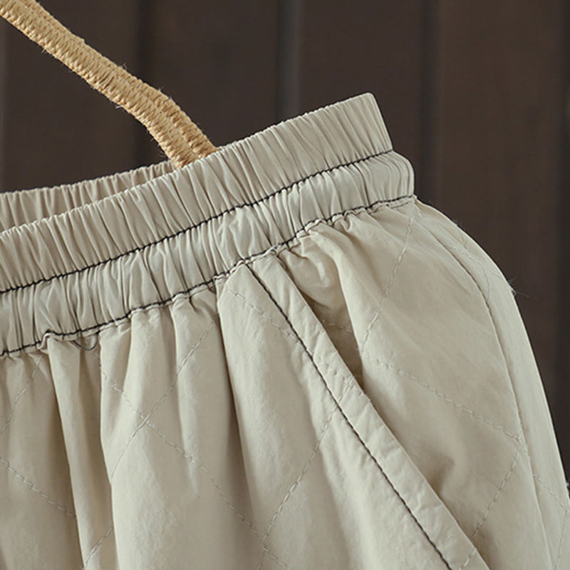 Buddha Stones Rhombus Pattern Cotton Polyester Thick Women's Pants With Pockets - image 6