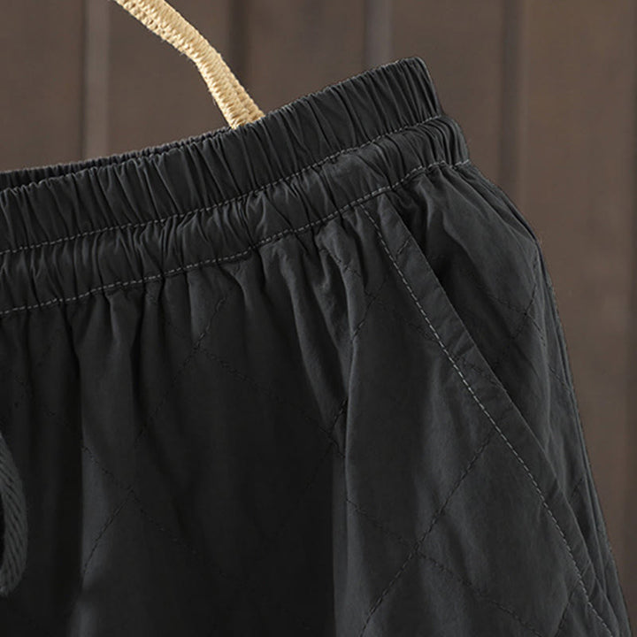 Buddha Stones Rhombus Pattern Cotton Polyester Thick Women's Pants With Pockets - image 14