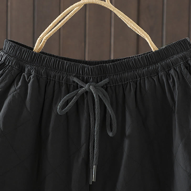 Buddha Stones Rhombus Pattern Cotton Polyester Thick Women's Pants With Pockets - image 13