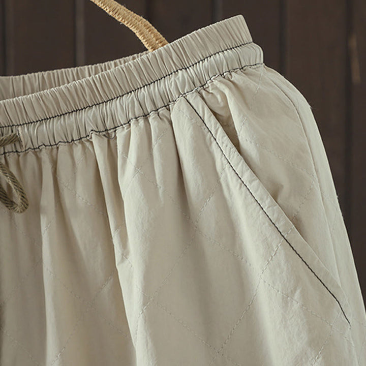 Buddha Stones Rhombus Pattern Cotton Polyester Thick Women's Pants With Pockets - image 5